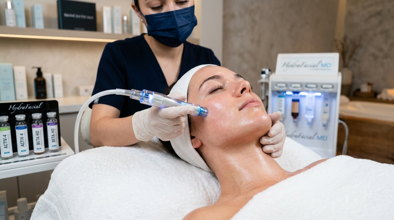 Glowing skin result after HydraFacial treatment